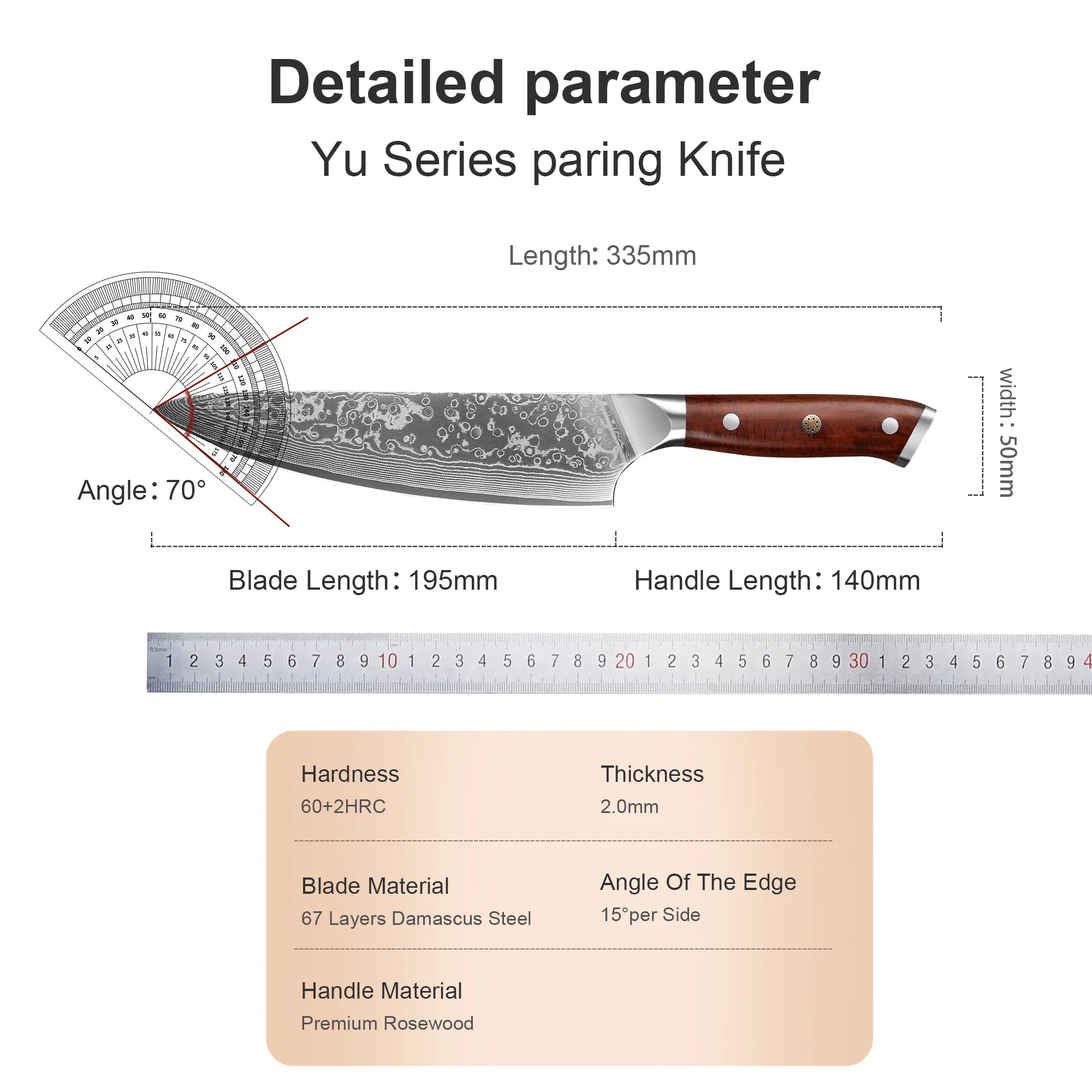 8 Inch Kitchen Chef Knife Set cooking kitchen Knife Japanese Kitchen Damascus Steel knife  Sharp Vegetable knife Rosewood Handle