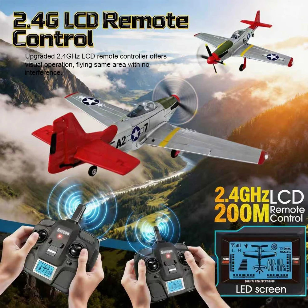 RC Plane 5CH 3D/6G Fixed-wing RC Airplane 2.4GHz P51D Mustang RTF for Adults Beginners Easy to Fly Removable Brushless Fighter