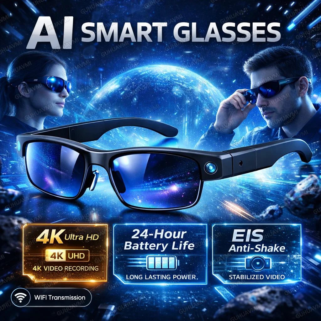 2026 New Upgrade 4K HD AI Smart Camera Glasses Video Photo Recording Bluetooth Call Translation Voice Assistant Smart Sunglasses