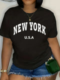 Women's Letter Print Crew Neck T-Shirt - Casual Short Sleeve Tee for Spring & Summer T Shirt Women