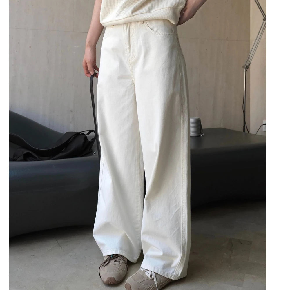 2025 Women Spring Wide Leg Denim Pants High Waist Cotton Stright Pants Fashion Clothes Pants Female Trousers