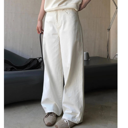 2025 Women Spring Wide Leg Denim Pants High Waist Cotton Stright Pants Fashion Clothes Pants Female Trousers