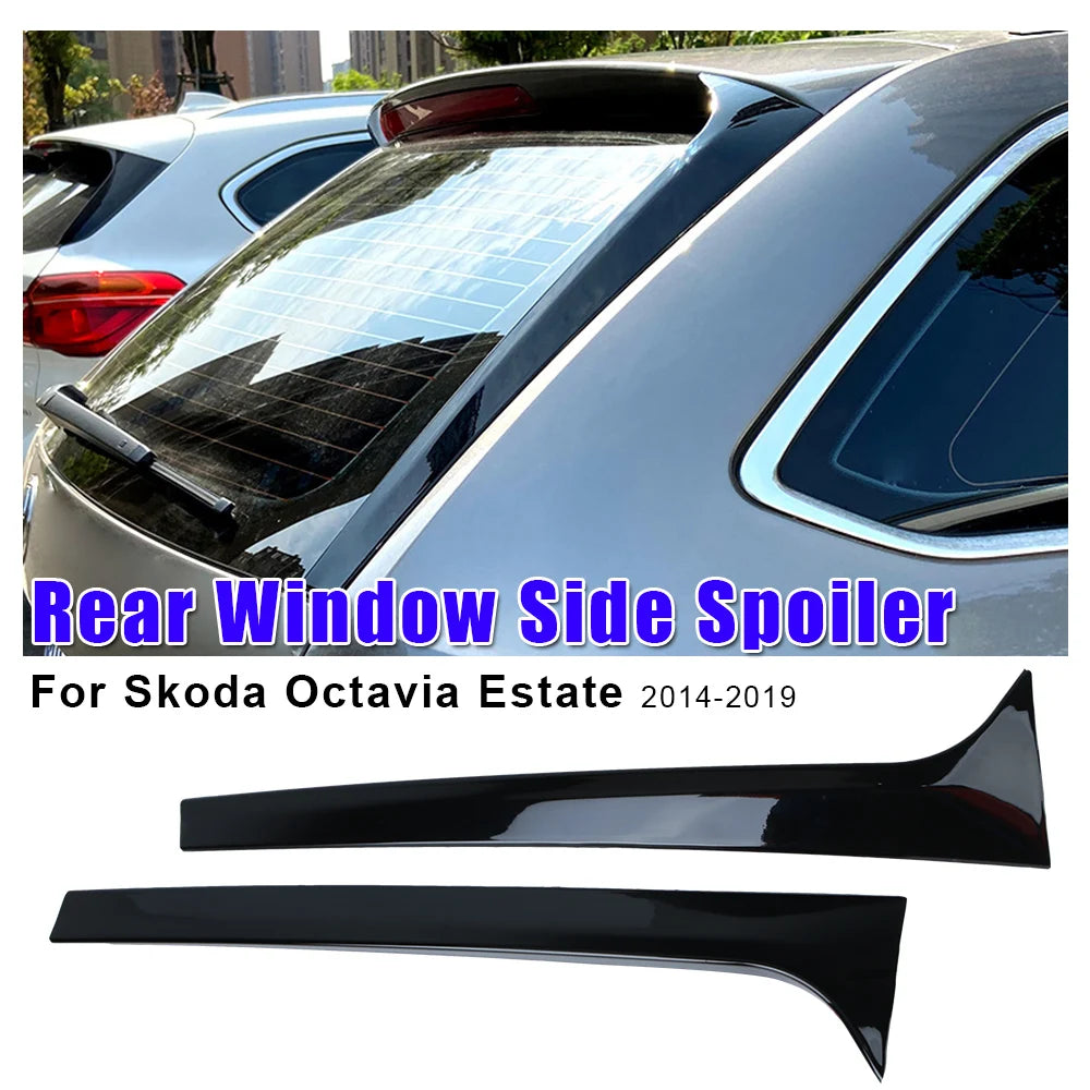 For Car Skoda Octavia Estate 2014-2019 Gloss Black Auto Replacement Parts Pair Canard Splitter Rear Window Side Spoiler Wing