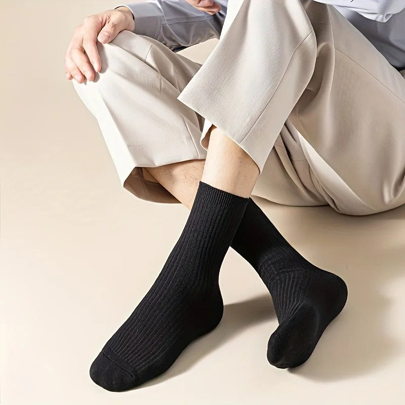 Men's Socks 5-Pair Set - Breathable and Soft, Suitable for All Seasons, Suitable for Casual Sports, Business Dress - Free Item.
