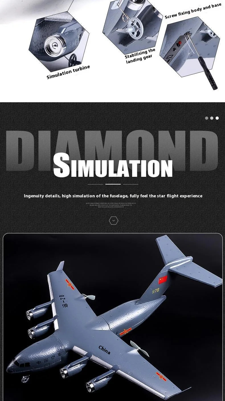 Rc Plane New Product: Chinese Military C17 Transport Aircraft, Y-20 Fixed Wing Qf005b Remote Control Glider, Diy Model Aircraft