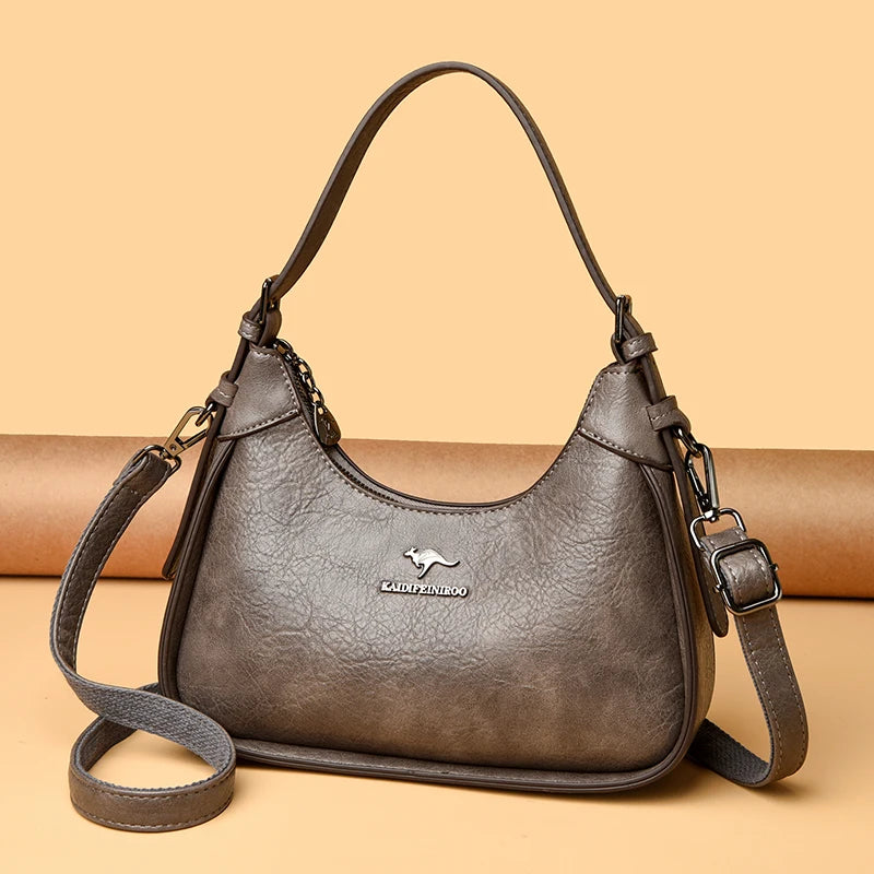 Genuine Brand Soft Pu Leather Shoulder Bag Luxury Women's Crossbody Messenger Bag Designer Female Hobo Handbag Sac A Main Purses