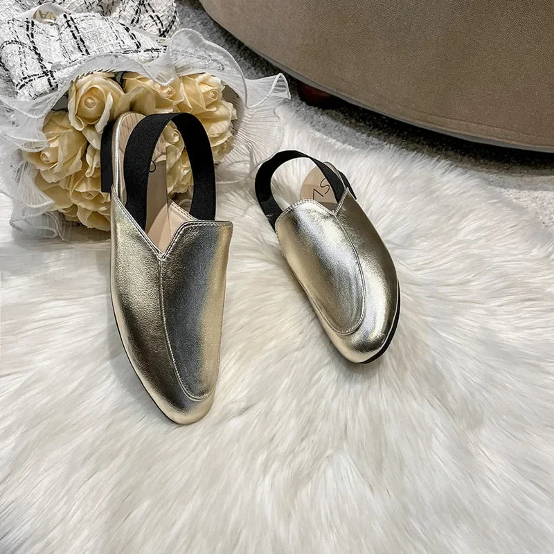Rear elastic belt half slippers women summer wear Muller shoes 2023 new flat sandals