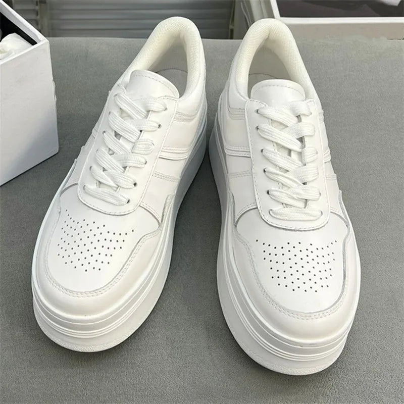 Spring and autumn women's sports shoes round toe increase thick sole cross strap design single shoes fashion casual sports shoes