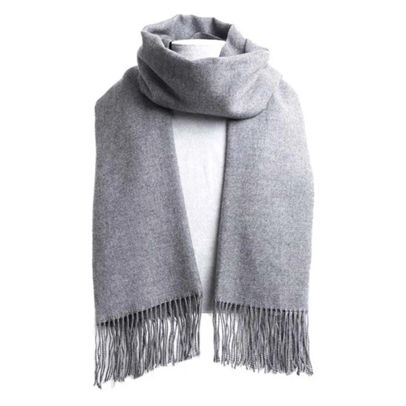 Wool Scarves Winter Soft Warm Cashmere Shawl Thickened Long Tassel Shawl Warm Scarf Fashion Solid Color Women Man Scarf - Free Items Weekend.