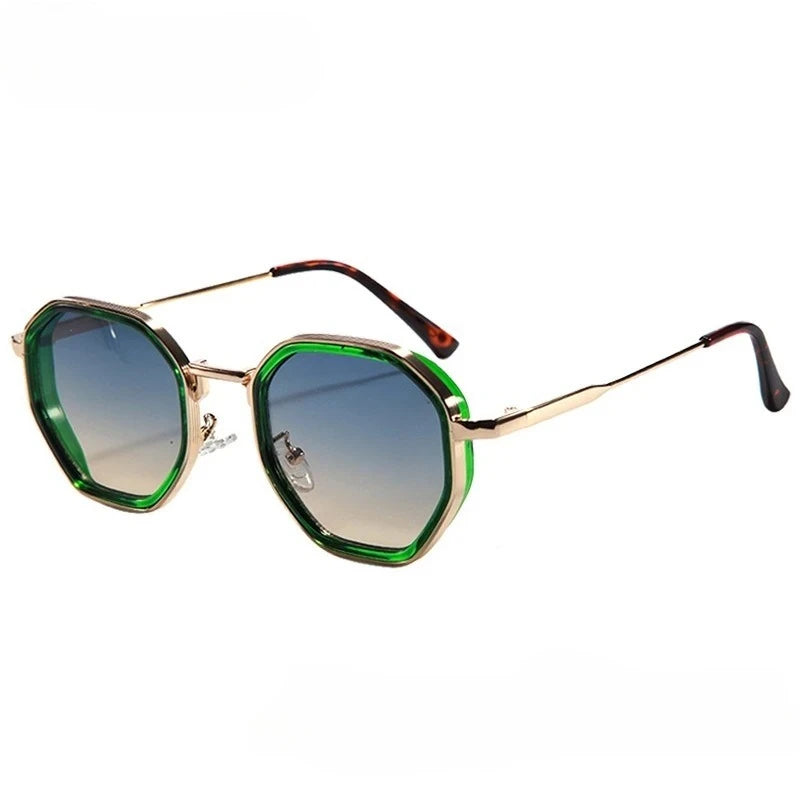 Fashion Punk Goggles, Protective Glasses for Men, Metal Polygonal Large Frame, Fashionable Sunglasses, Outdoor UV Protection