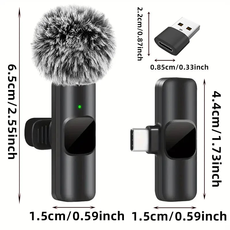 K1 Wireless Lavalier Microphone Mini Audio Video Recording Mic For iPhone Android Laptop Live Gaming Mobile Phone Microphone