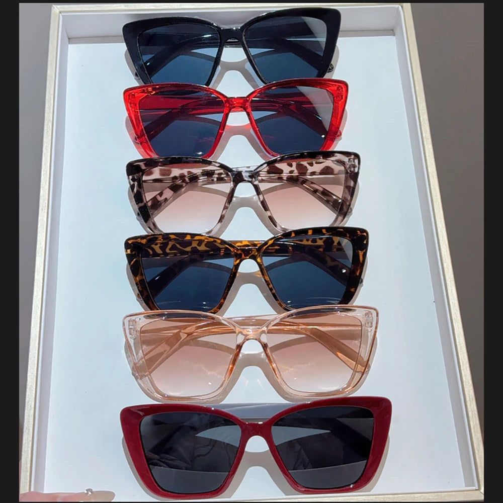 Women Trendy Cat Eye Sunglasses For Men Retro Large Square Frame Sun Glasses UV400 Protection Goggle Eyewear Shades Eyeglasses