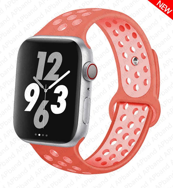 Silicone Strap For Apple Watch Band 45mm 44mm 40mm 49mm 41mm 38mm 42mm Sport bracelet iWatch Ultra 2 Series 9 8 7 6 se for nike