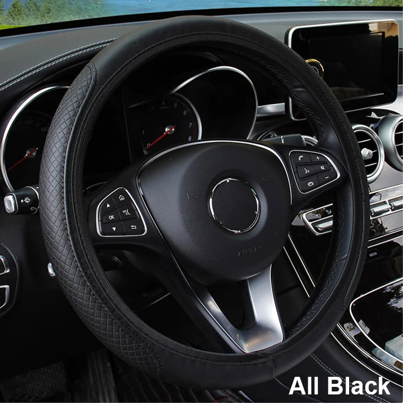 SEAMETAL 37-39CM Steering Wheel Cover Anti Slip Breathable Steering Cover Universal Microfiber Leather Steer Wheel Protector - Free Item.