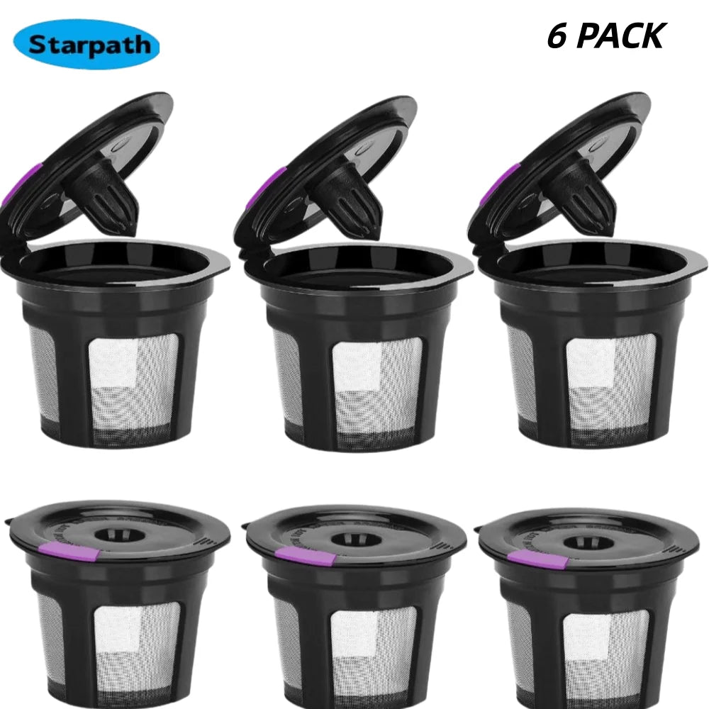 Eco-Friendly Reusable K-Cup Filters, 6 Pack - Food Grade Stainless Steel Mesh, Fits Keurig 1.0 & 2.0 Brewers