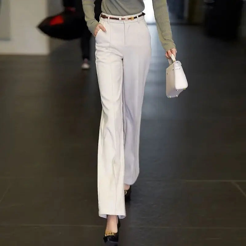 Khaki Clothing Office Loose Womens Pants Work Wide Leg Trousers for Women Straight Baggy White Tailoring Black New In 90s Autumn