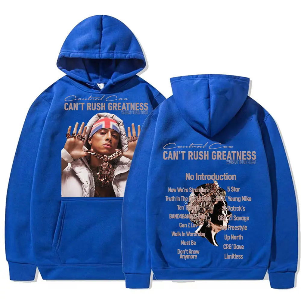 Central Cee “Can’t Rush Greatness” World Tour 2025 Concert Hoodies Mens Fashion Hip Hop Pop Music Oversized Pullover Sweatshirts