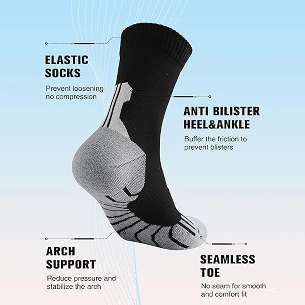 Sports Cycling Socks Breathable Anti-Slip Moisture-Wicking Football Socks Cushioned  Men Middle Tube Athletic Basketball Socks