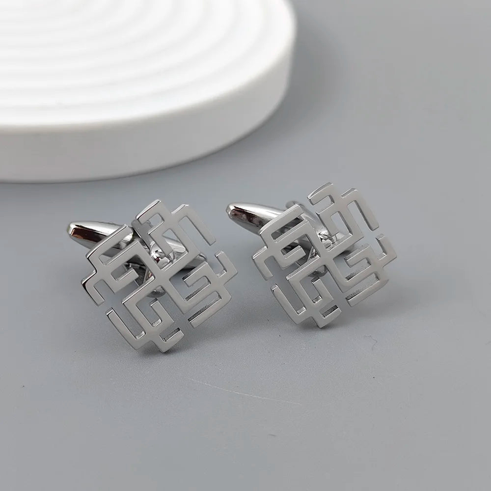 Fashion hollow Chinese knot men's cuff links, sweater shirt cuff accessories, wedding party jewelry