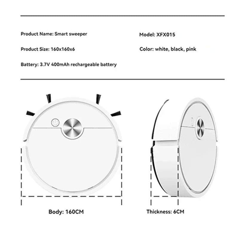 New 3 in 1 Smart Sweeping Robot Vacuum Cleaner 4000Pa Strong Suction For Bedroom Living Room Hard Floors Pet Hair Carpets