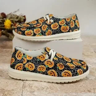 Loafers Women's Christmas Snowman Elk Graphic Print Lace-up Round T Women's Vulcanize Shoes Canvas Women Flat Shoes Zapatos - Free Item Weekend (50% off).