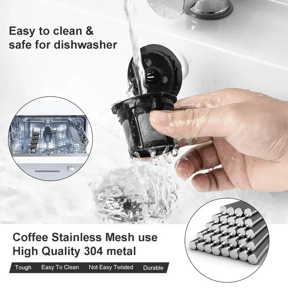 Eco-Friendly Reusable K-Cup Filters, 6 Pack - Food Grade Stainless Steel Mesh, Fits Keurig 1.0 & 2.0 Brewers