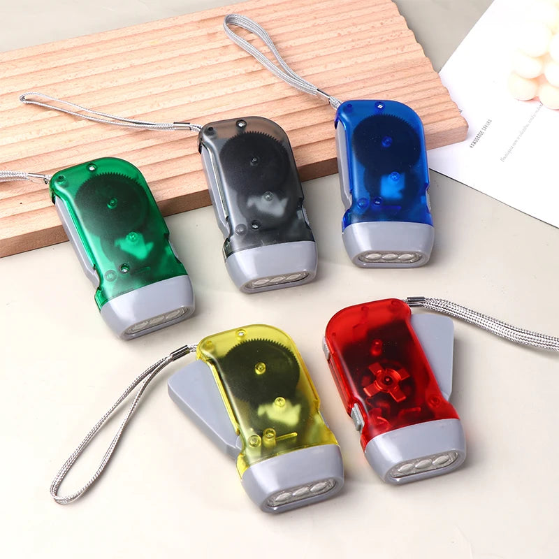 LED Hand Pressing Dynamo Crank Power Wind Up Flashlight Mini Self Generating Torch Camping Lamp Outdoor Home Supplies