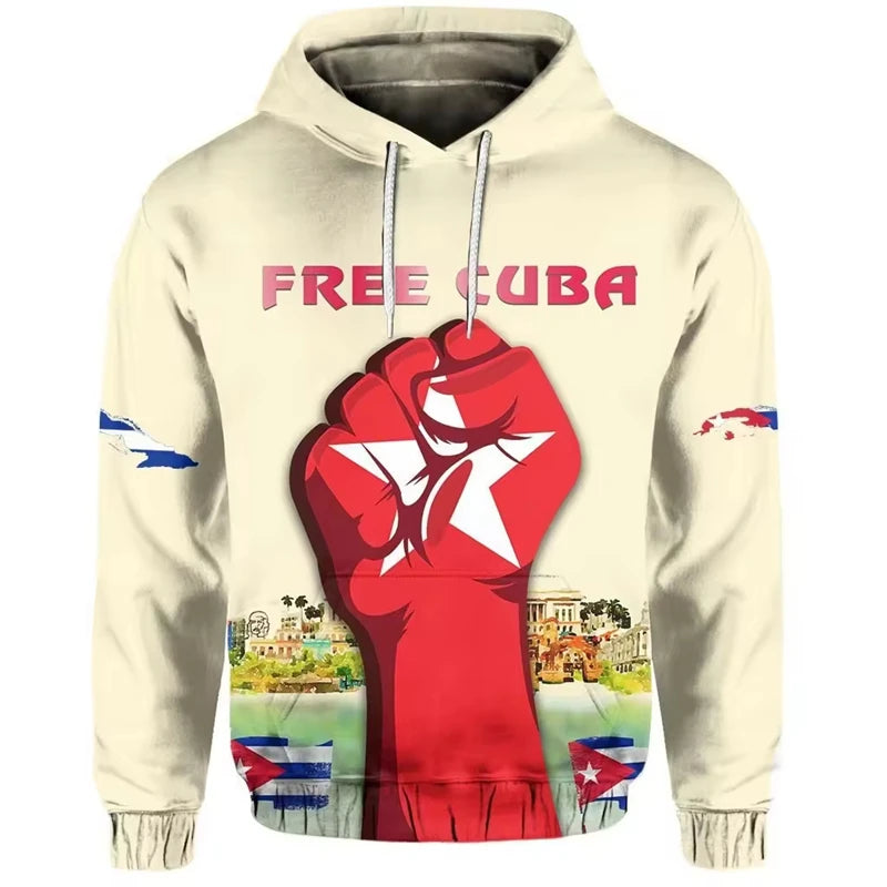 Fashion Cuba Flag Graphic Hoodie For Men New 3D Printing Cuban Pullover Sweatshirt Tops Plus Size Street Long Sleeve Hoodies