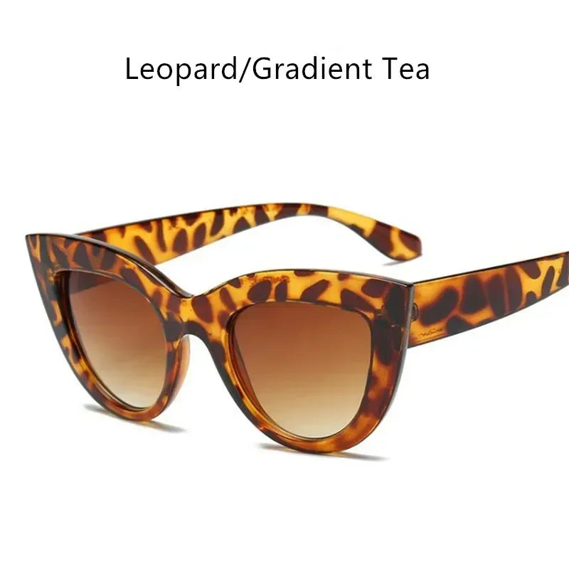New Vintage Cat Eye Sunglasses Woman Retro Brand Cateye Shades Sun Glasses Gradient Mirror Plastic Frame Designer Oculos De Sol