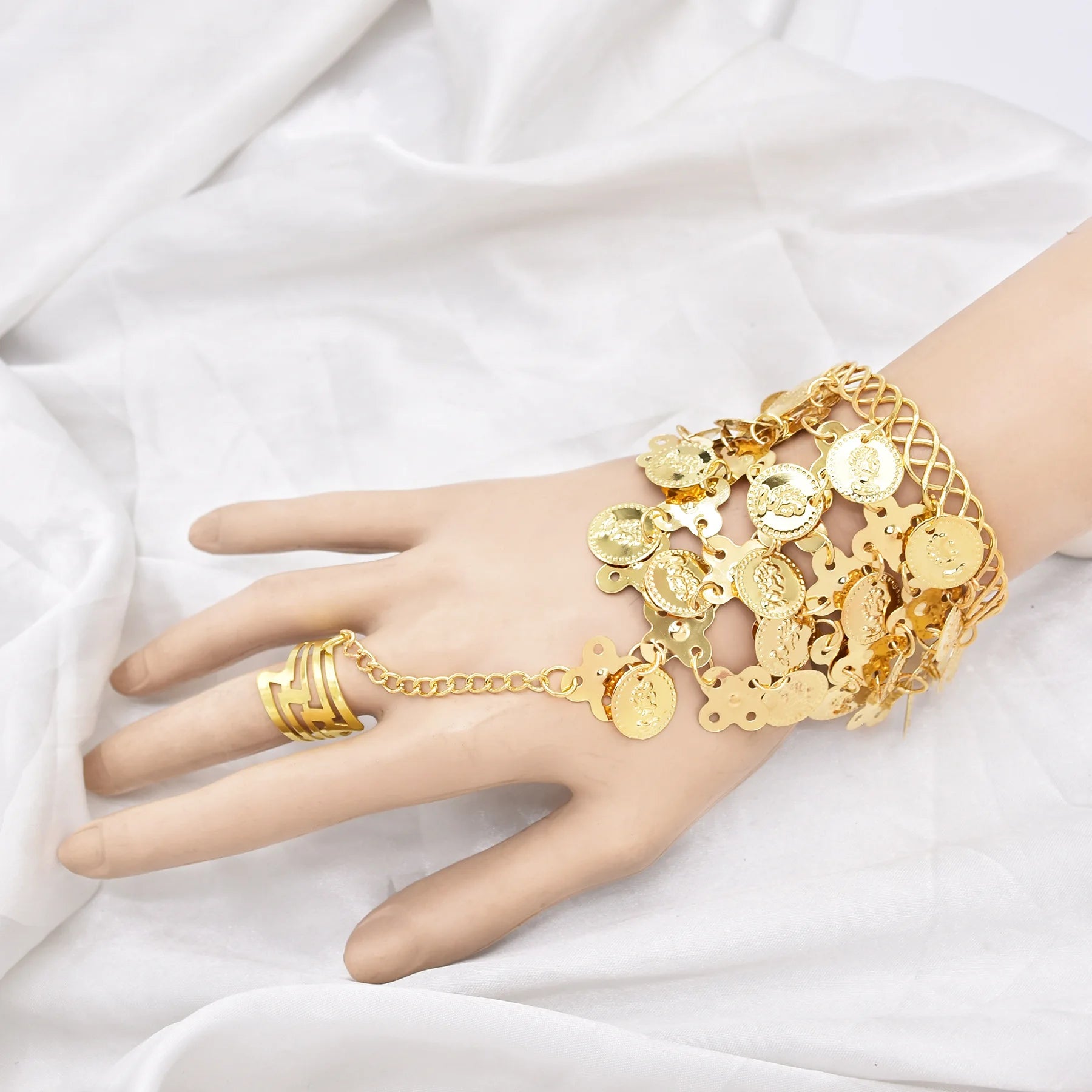 Indian Dance Accessories Necklace Headwear Earrings Bracelet Hair Band Jewelry Set Women's Party Jewelry Gifts