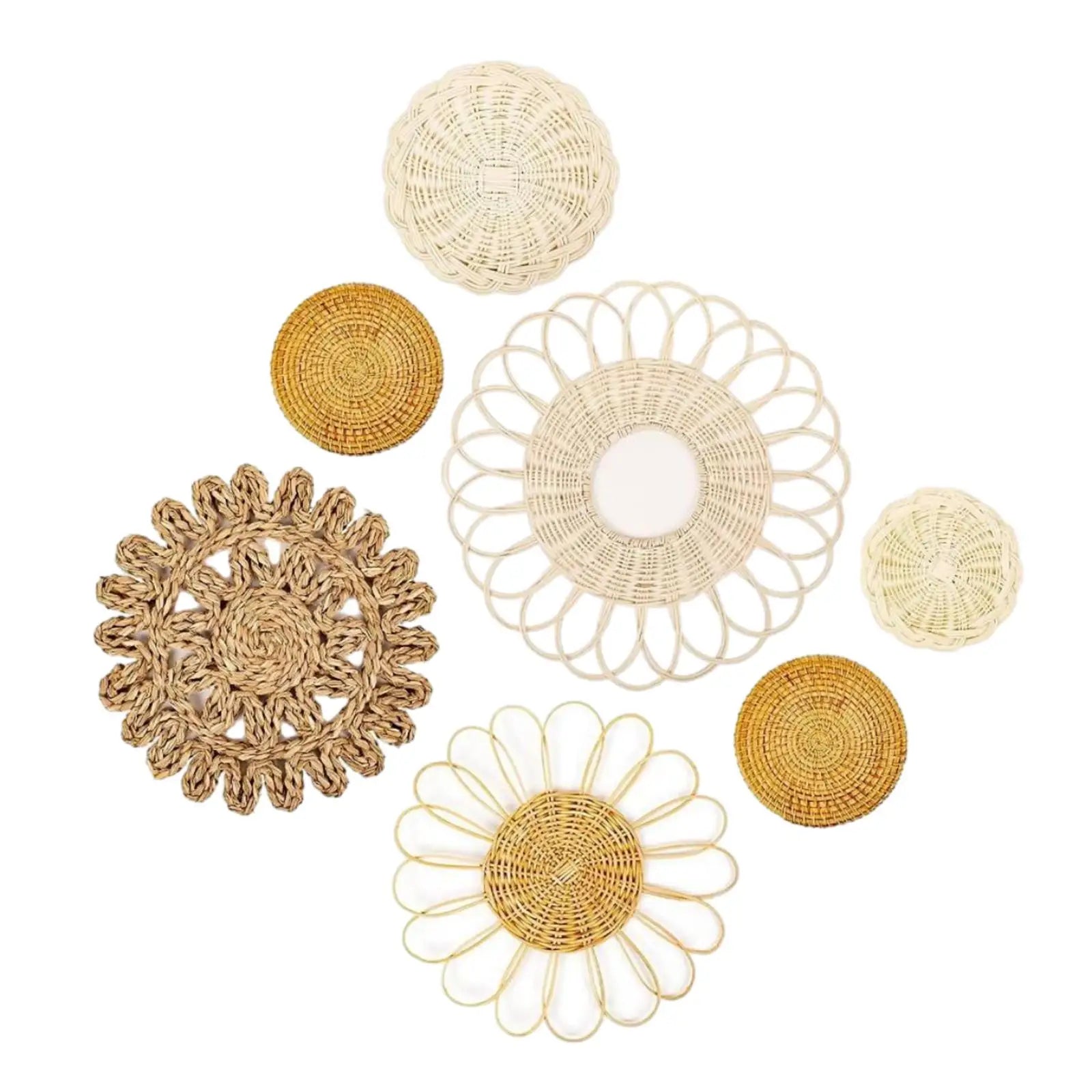 Wall Decor Set Decorative Unique Rattan Woven Handicraft Wall Ornaments Wall Art for Cafe Restaurant Hotel Farmhouse Hallway