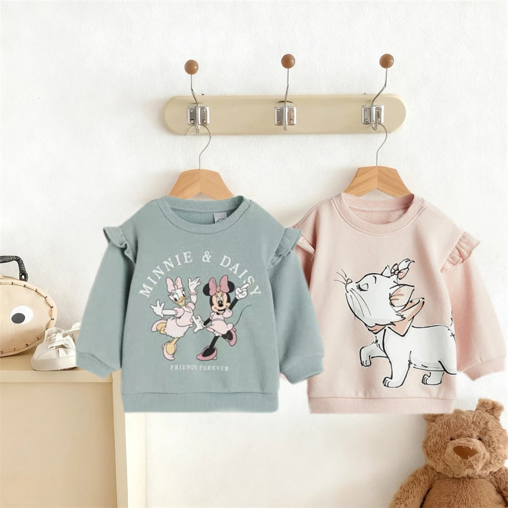 Girls Sweatshirts Long Sleeve Cartoon Printed Crewneck Tops New Design Clothes Minnie Hoodies Spring Autumn Wear Lovely Tops