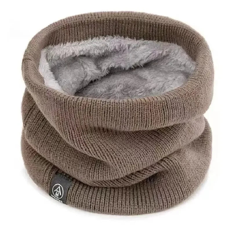 Solid Winter Plush Muffler Woolen Knitting for Women Fleece Ring Bandana Scarf Neck Warmer Buff Thick Cashmere Headband Ski Mask
