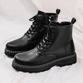 Men's High-Top Boots Fashionable All-Match Casual Shoes Classic Black British Style Motorcycle Boots Four-Season Trendy Footwear