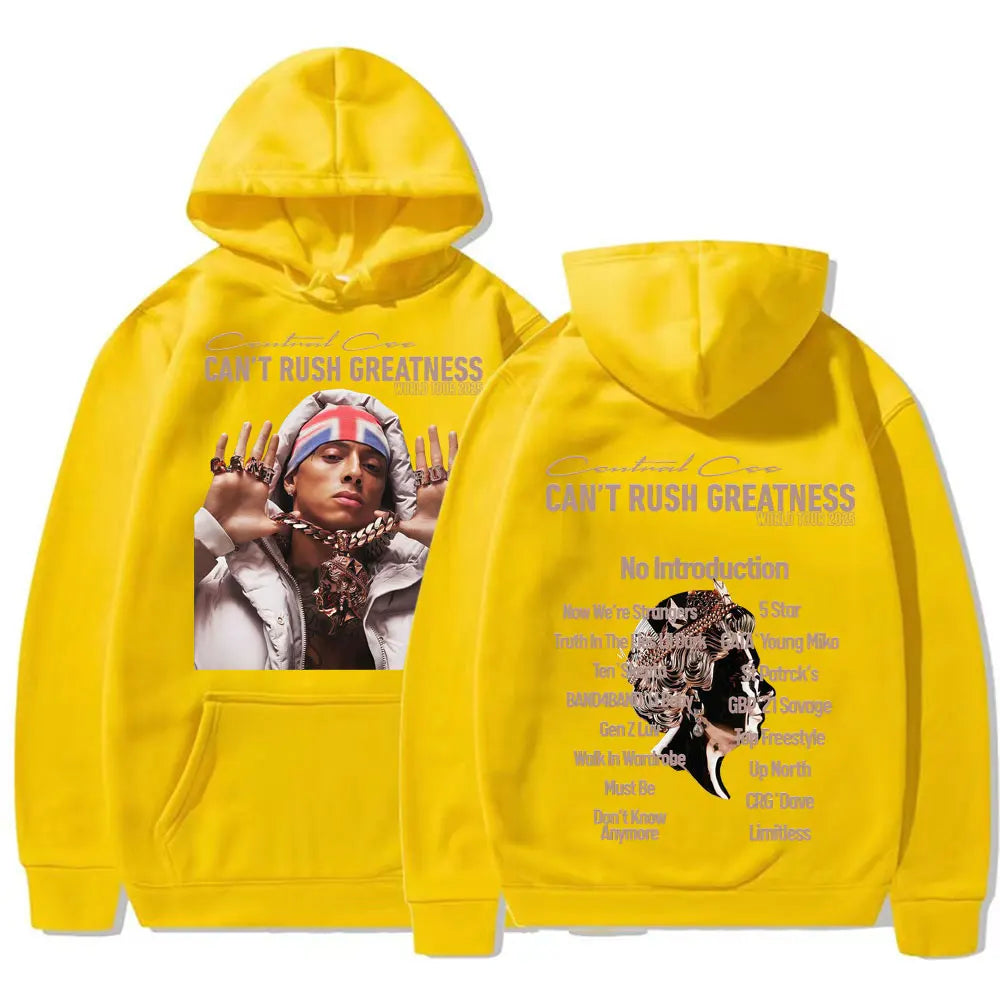 Central Cee “Can’t Rush Greatness” World Tour 2025 Concert Hoodies Mens Fashion Hip Hop Pop Music Oversized Pullover Sweatshirts