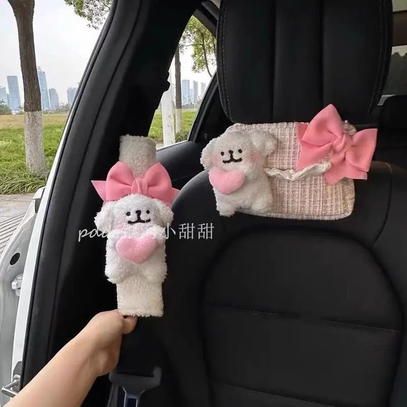Cute love puppy car seat belt shoulder cover cute car interior girl car