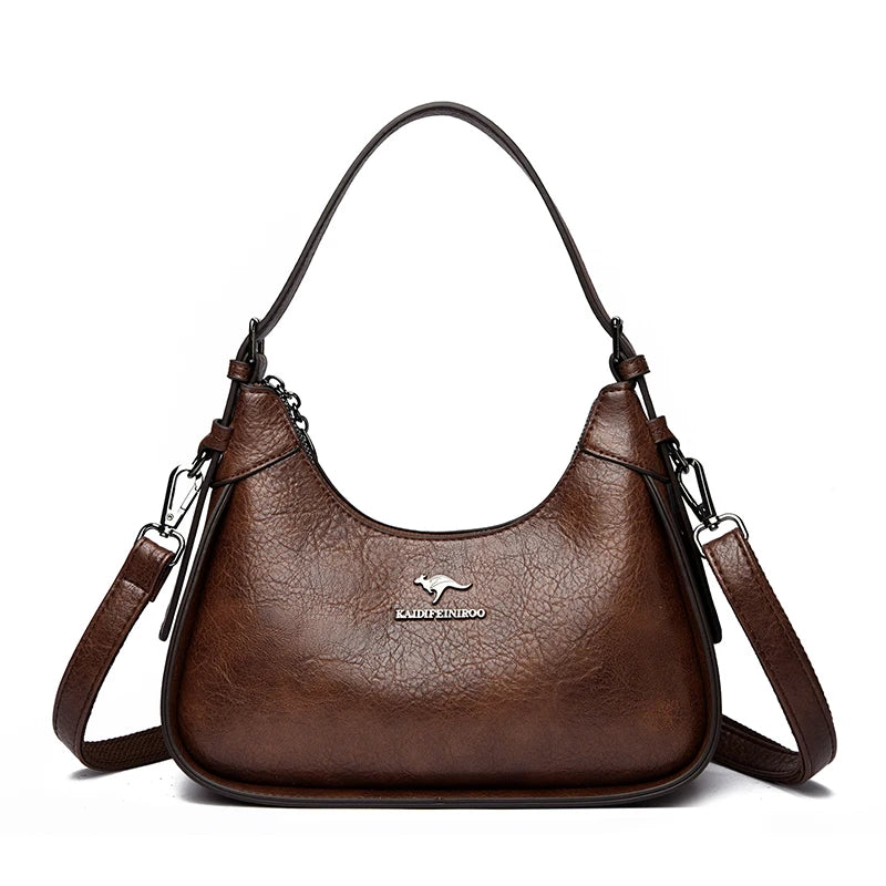 Genuine Brand Soft Pu Leather Shoulder Bag Luxury Women's Crossbody Messenger Bag Designer Female Hobo Handbag Sac A Main Purses