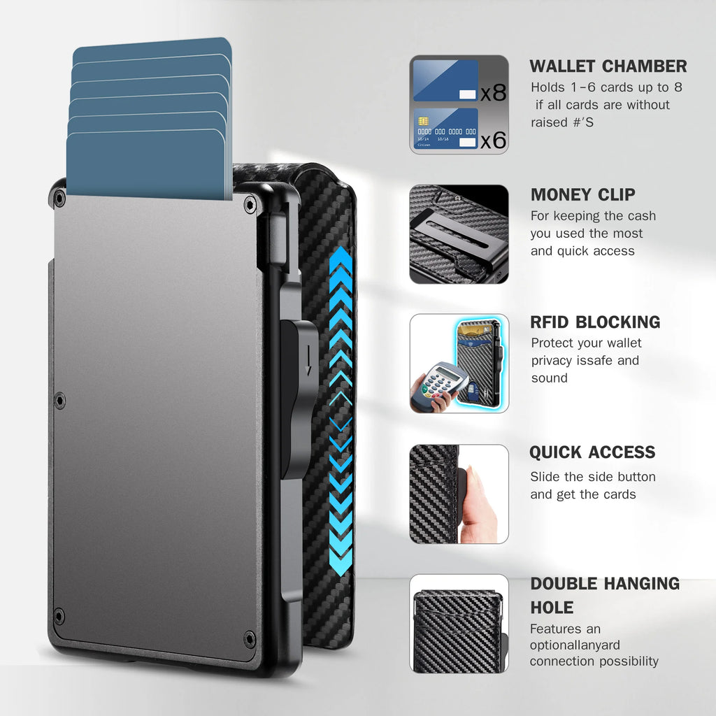 Wallet for Men, Mens Minimalist Wallet 9-13 Cards, Slim Compact Wallet with Money Clip & ID Window, RFID Blocking Smart Pop Up C