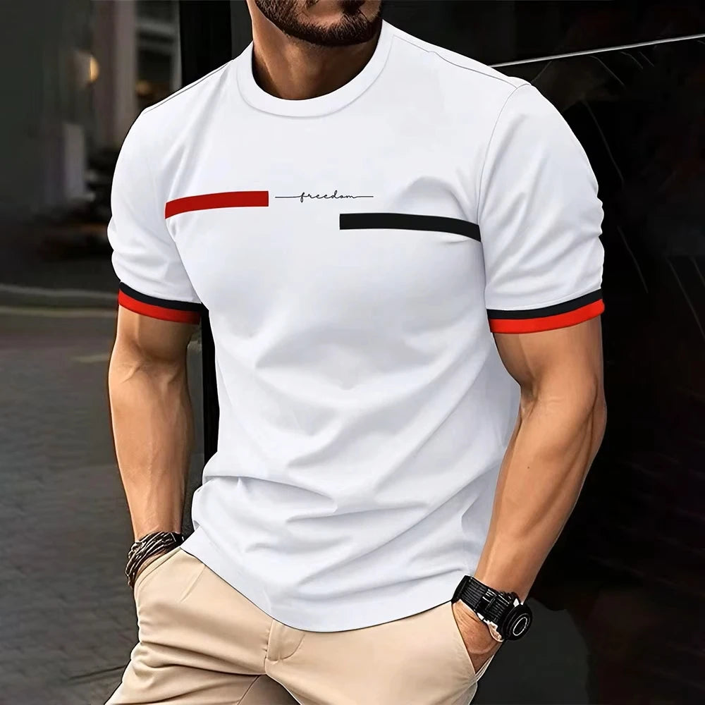 Summer Men's T-shirt Top Casual Loose Fit Oversized T-shirt PARI Letter Pattern Printed Round Neck Short Sleeved Homme Vêtement - Free Item.