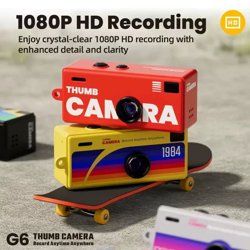 Retro Mini Keychain Thumb Camera 1080P HD Recorder Built-in Flash Auto Focus 130° Wide Angle Lens TFT LCD Screen Portable Camera