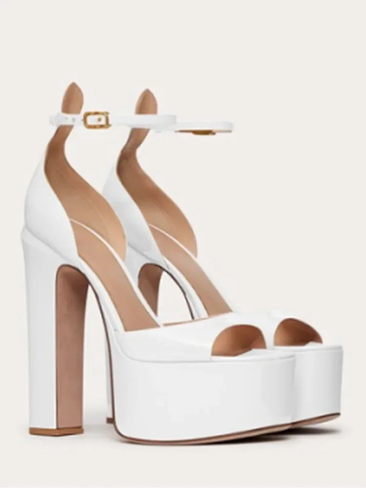 Ladies' summer new coarse high-heeled fish mouth sandals, thick soled waterproof platform, sexy party and wedding women's shoes