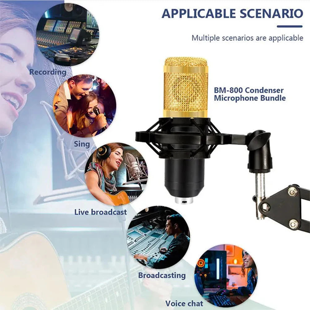 Podcast Equipment Bundle with BM800 Microphone and V8 Sound Card Podcast Equipment  for Podcasting Gaming Music Recording