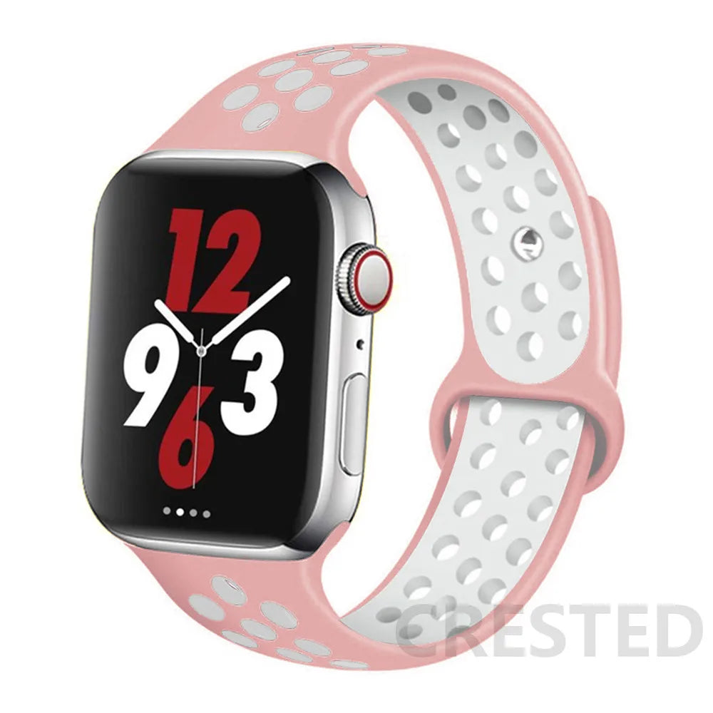 Silicone Strap For Apple Watch Band 45mm 44mm 40mm 49mm 41mm 38mm 42mm Sport bracelet iWatch Ultra 2 Series 9 8 7 6 se for nike