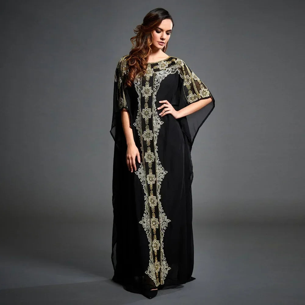 Turkish Caftan Marocain Qatar Oman Clothing for Women Robes Summer Dress Elegant Long Sleeves Kaftan Dubai Islam Muslim Dress