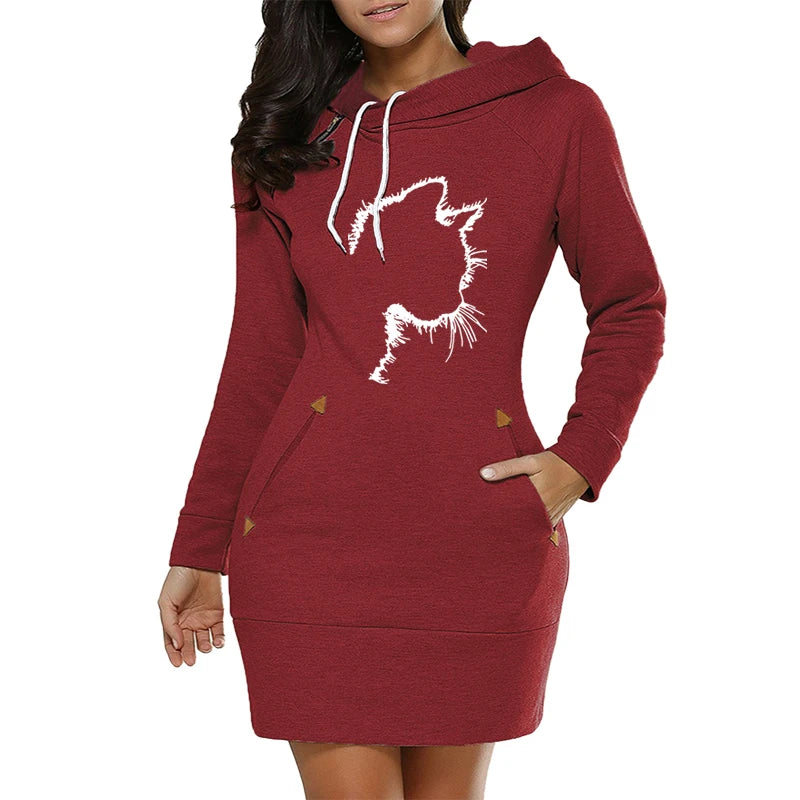 Midi Dresses 2024 Daily Spring Hot Sales Casual Diagonal Zipper At Neckline Simplicity Autumn Hooded Sports Dress New Fashion
