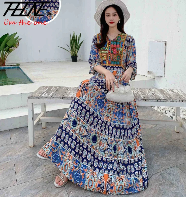 Indian Dress for Women Summer Embroidery Chic Elegant Party Dresses Clothes Vintage Long Maxi Prom Bohemian Beach Robe Vestidos -50% off.