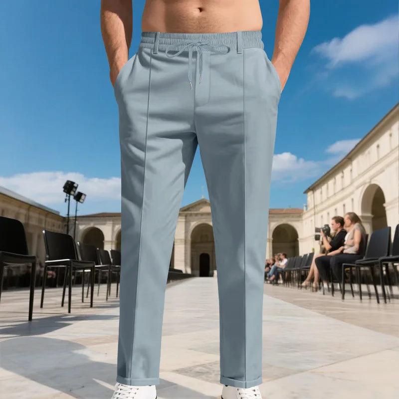 Men's Solid Color Large-Sized Form-Fitting Business Casual Pants Simple Design for Professional And Everyday Wear