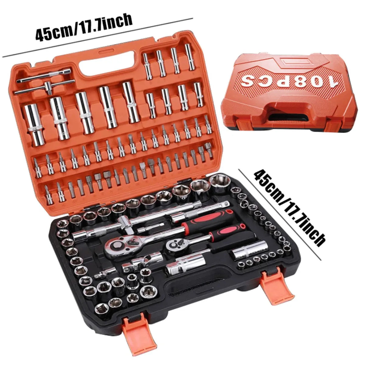 Manual Household Tools, 108pcs Toolbox, Portable Four-layer Toolbox, Multi-functional Toolbox for Automotive Repair