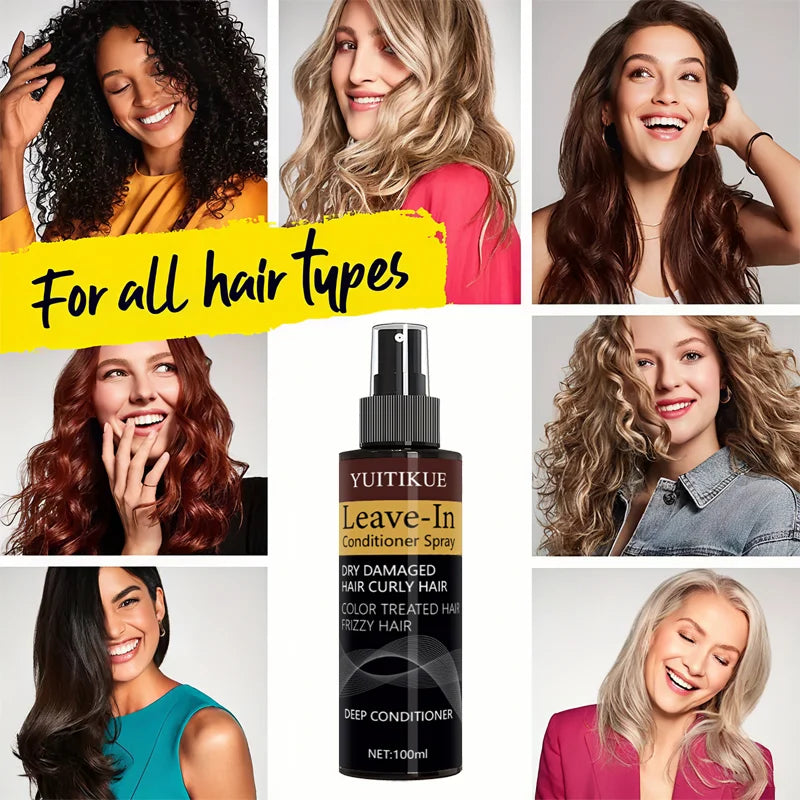 Keratin Leave-In Hair Spray - Deeply Moisturizes Curly/Dyed Hair - Controls Frizz and Enhances Shine