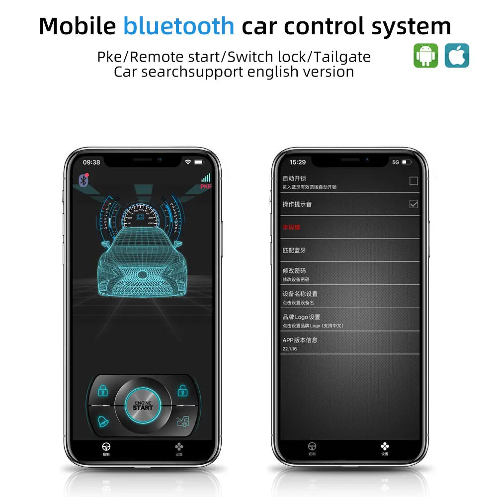 Remote Starter and Car Alarm Smart App Remote Start Stop System for Cars Engine Push Start System with Auto Ignition Button